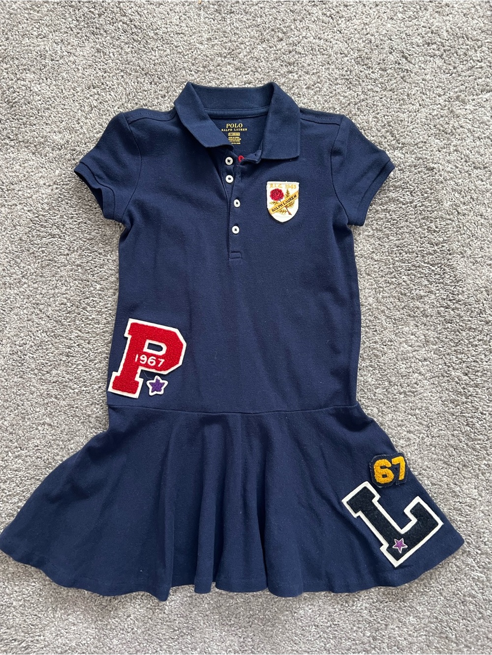 Polo Ralph Lauren Girls' Navy Patch Polo Dress